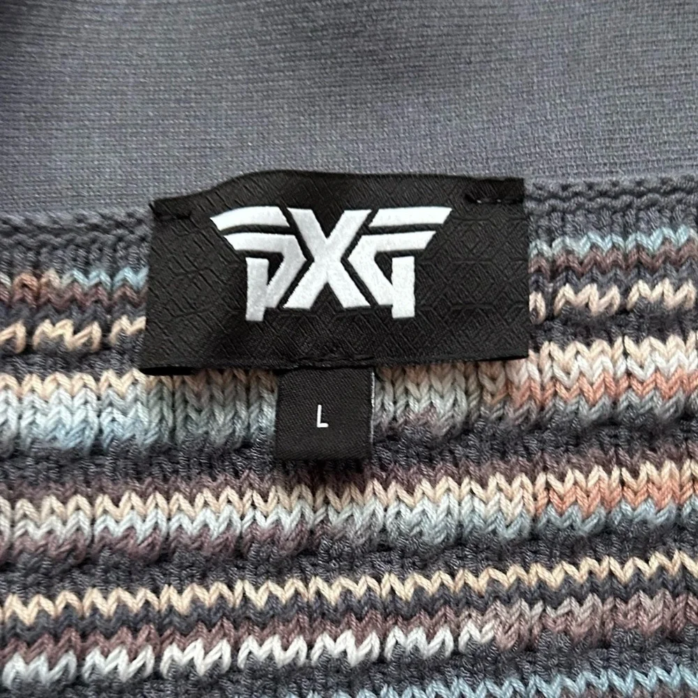 PXG Women’s Open Knit Striped Cardigan in Multi Gray Sz L